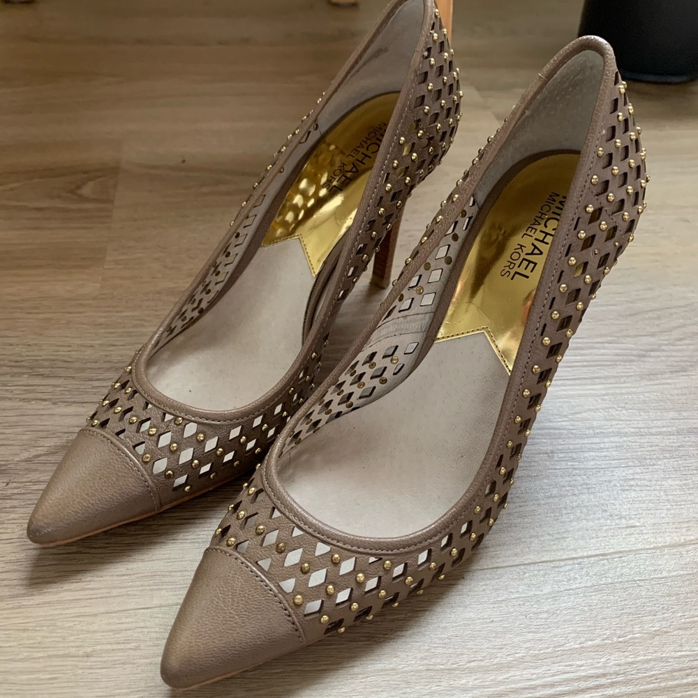 Micheal Kors leather beaded heels